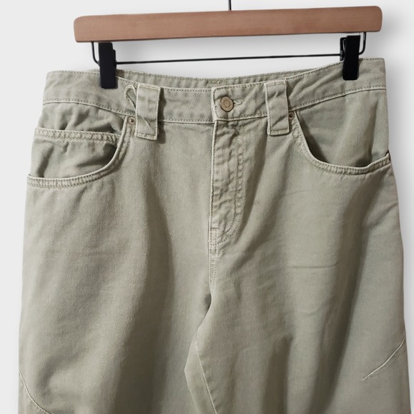 Zara Woman Barrel Jeans Sage Green Denim High Rise Baggy Cropped Size 6 - Picture 2 of 12